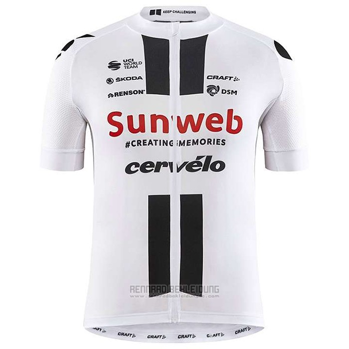 2020 Fahrradbekleidung Sunweb Wei Trikot Kurzarm und Tragerhose